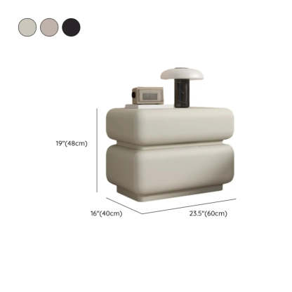 Off-White 2-Drawer Pine Wood Leather Nightstand — Off-White