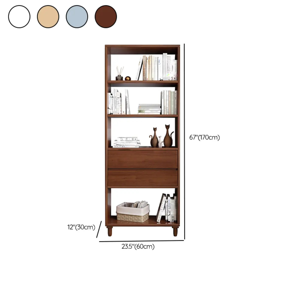 Stylish French Wood Vertical Storage Bookcase