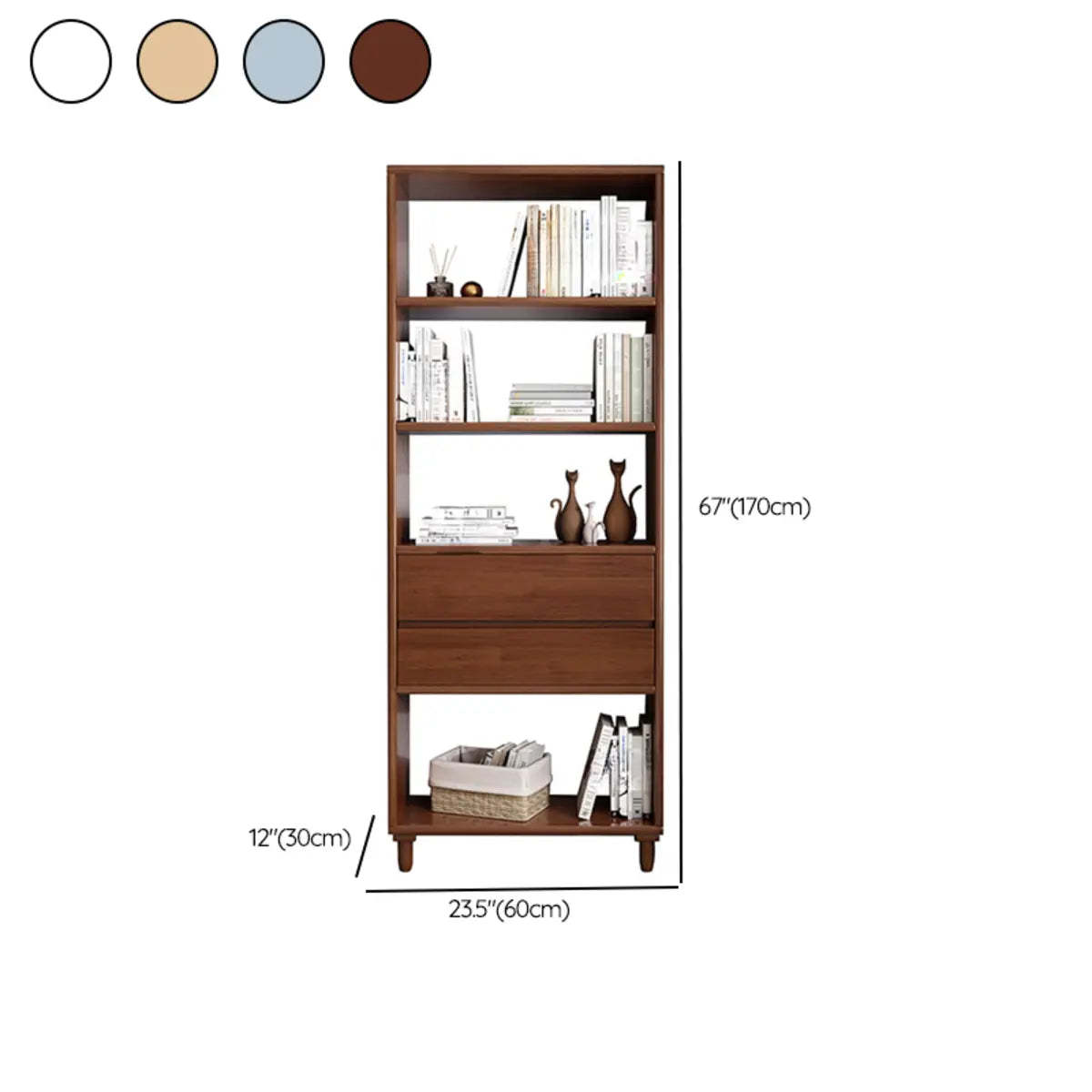 Stylish French Wood Vertical Storage Bookcase