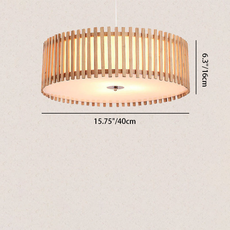 Modern Wooden Cylindrical Flush Mount Light
