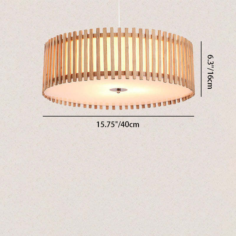 Modern Wooden Cylindrical Flush Mount Light