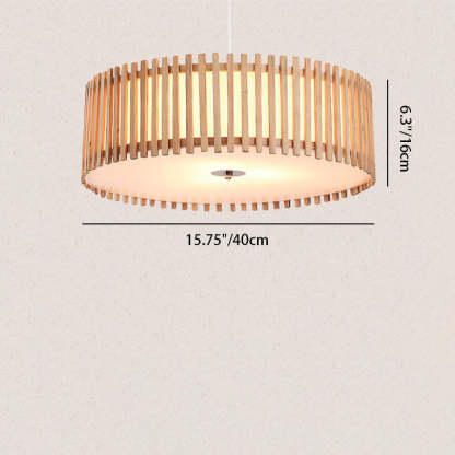 Modern Wooden Cylindrical Flush Mount Light
