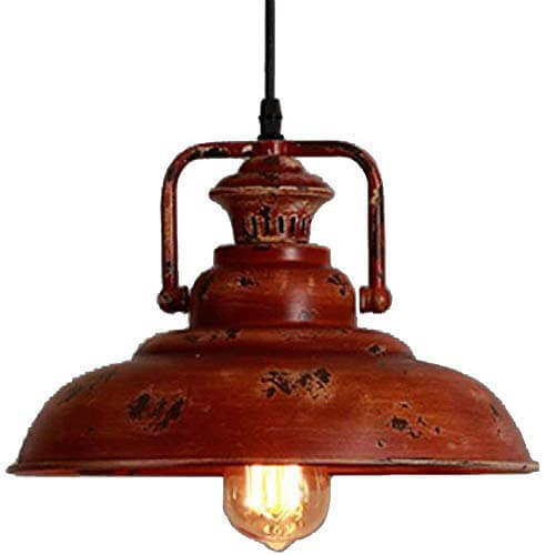 Retro Red Rust Dome Pendant Light