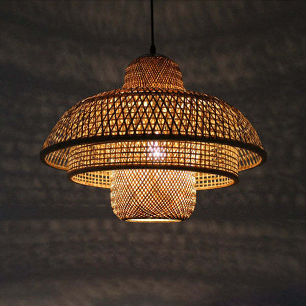 Japanese Vintage Triple Bamboo Pendant Light