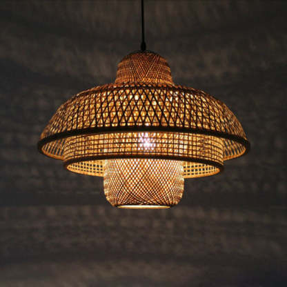 Japanese Vintage Triple Bamboo Pendant Light