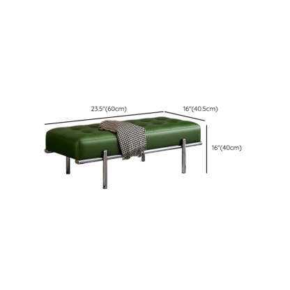 Modern Green Faux Leather Bench with Chrome Legs
