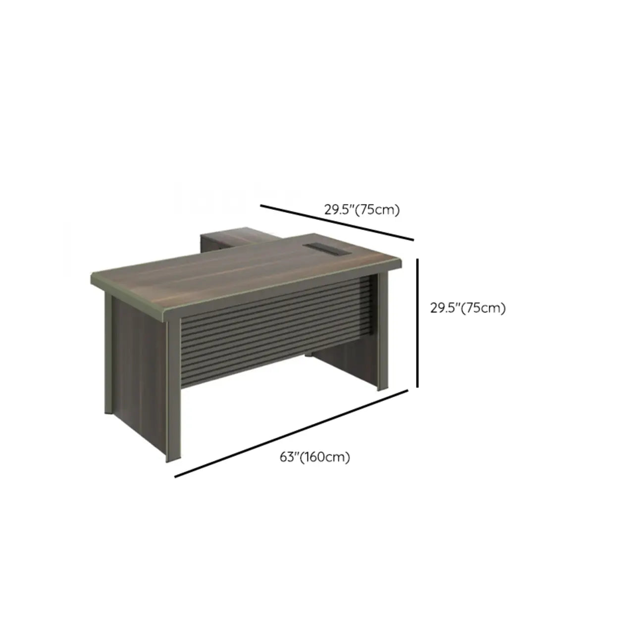 Brown Timber Executive Desk with Cable Management