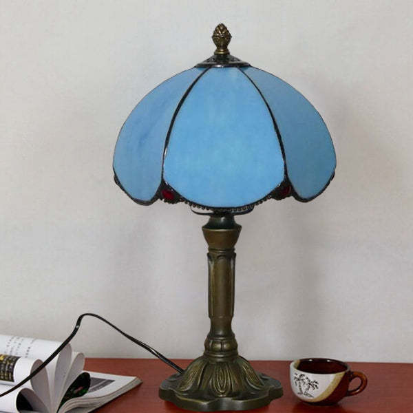 European Tiffany Blue Glass Petal Lamp