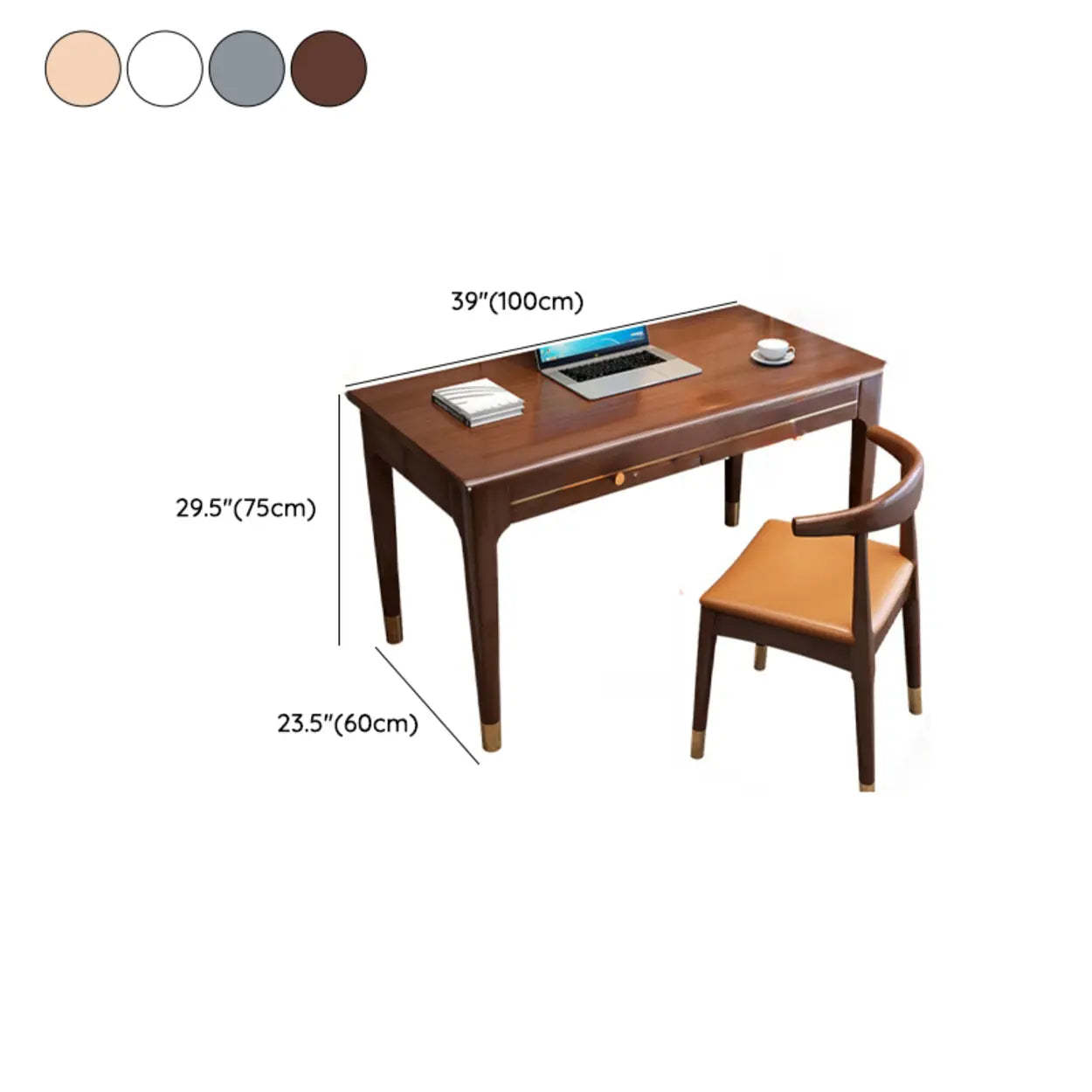 Nut-Brown Butcher Block Soft-Close Computer Desk
