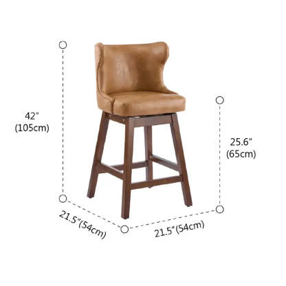 Mid-Century Upholstered Swivel Wingback Bar Stool Set of 2