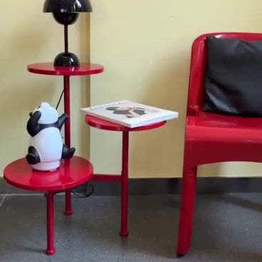 Art Deco Multi-Tier Round Iron 3-Tier End Table
