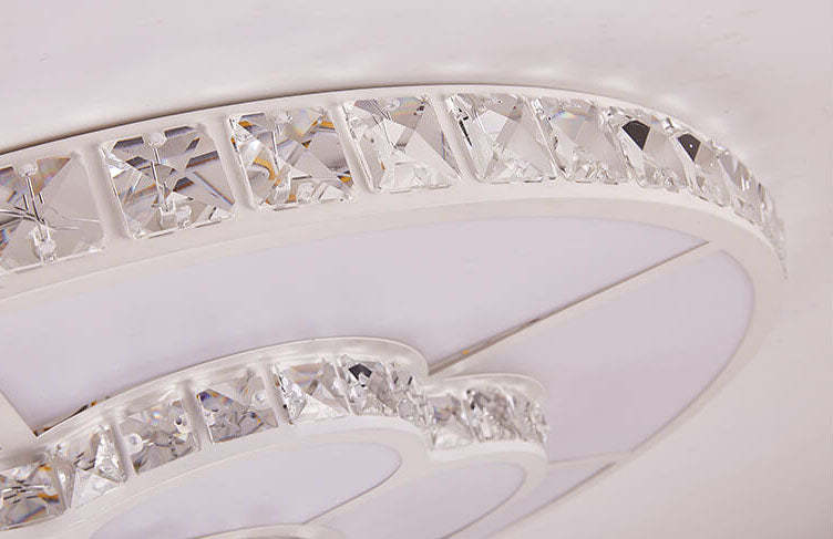 Modern Luxury Round Crystal LED Flush Mount Light