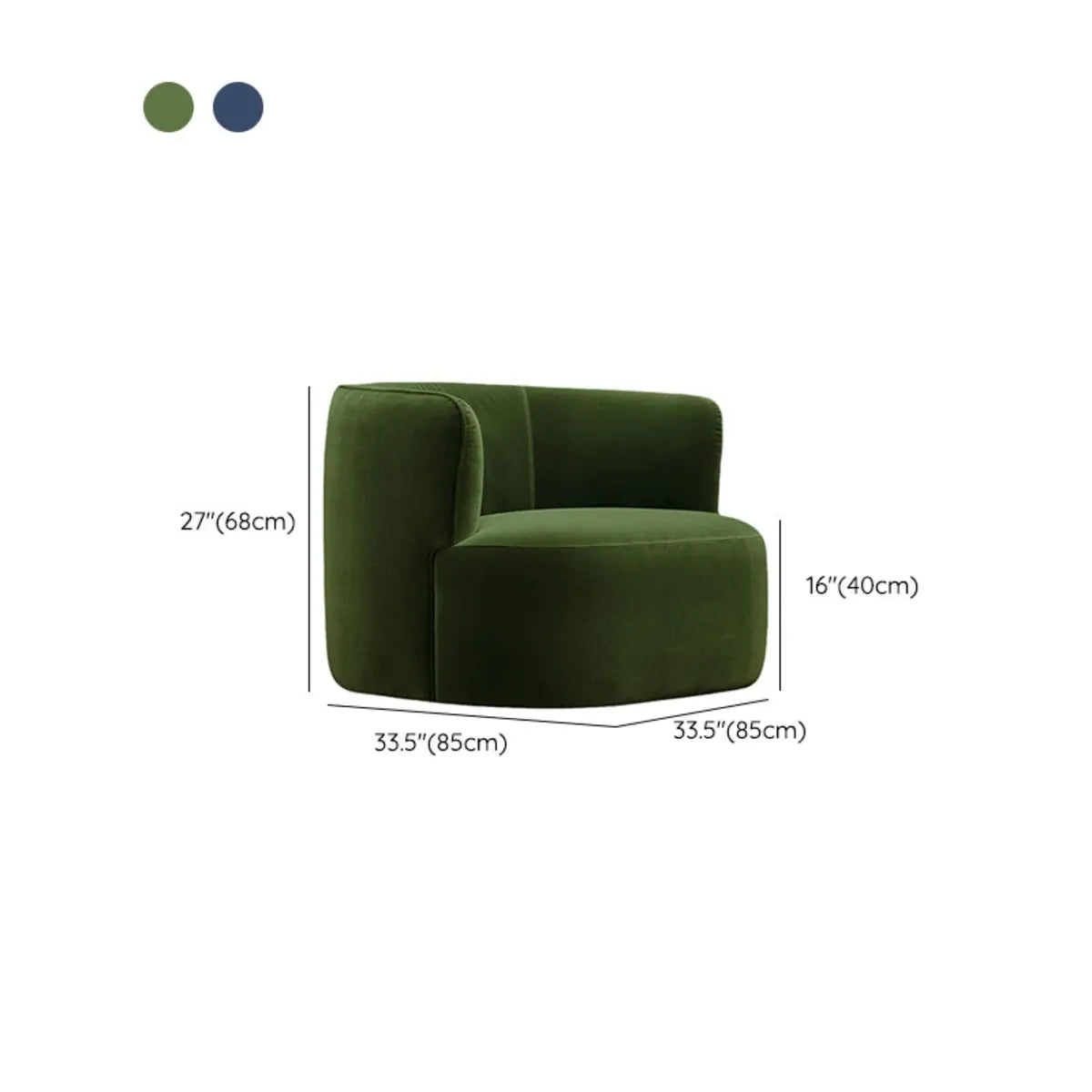 Blue Scratch-Resistant Flannel Recessed-Arm Barrel Chair