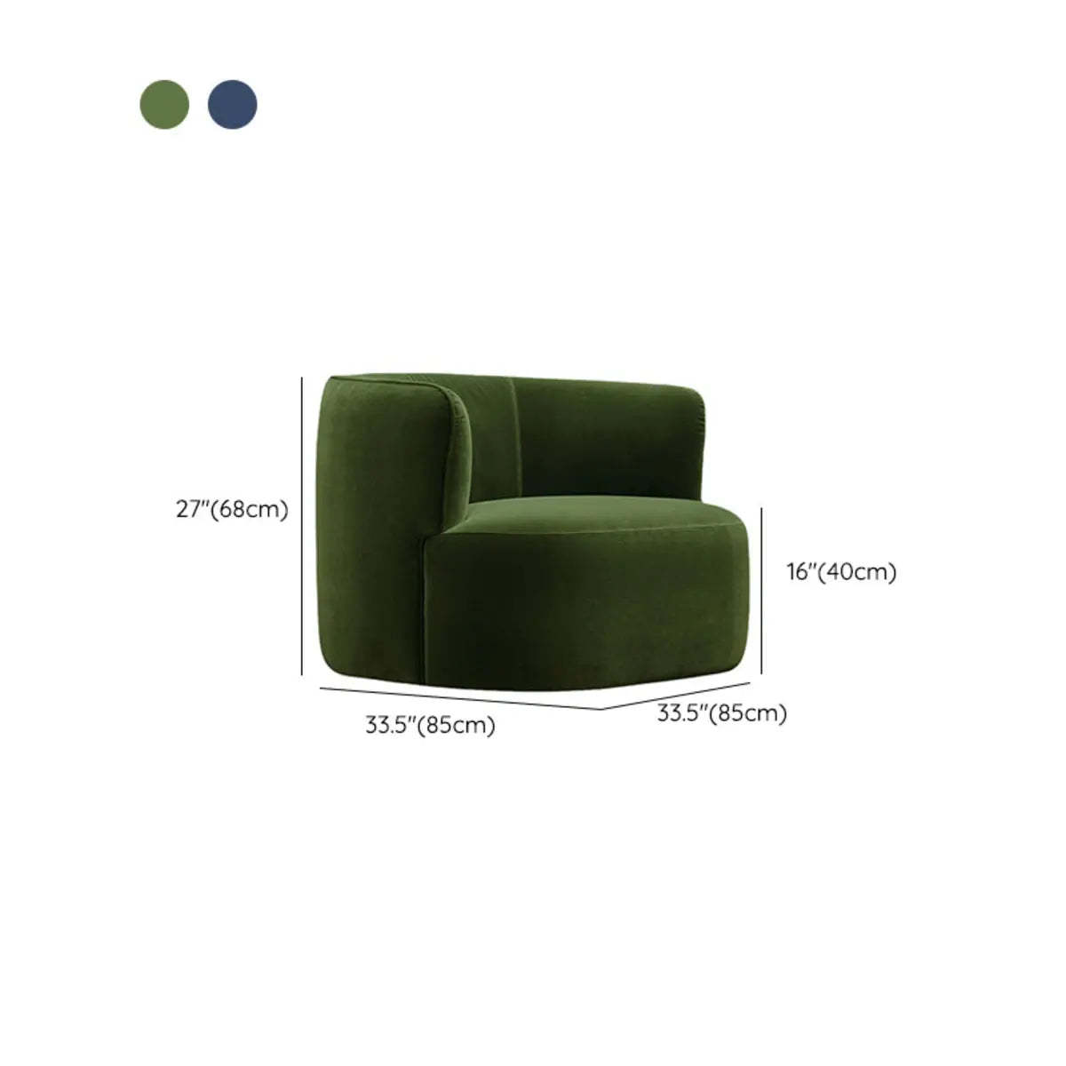 Blue Scratch-Resistant Flannel Recessed-Arm Barrel Chair