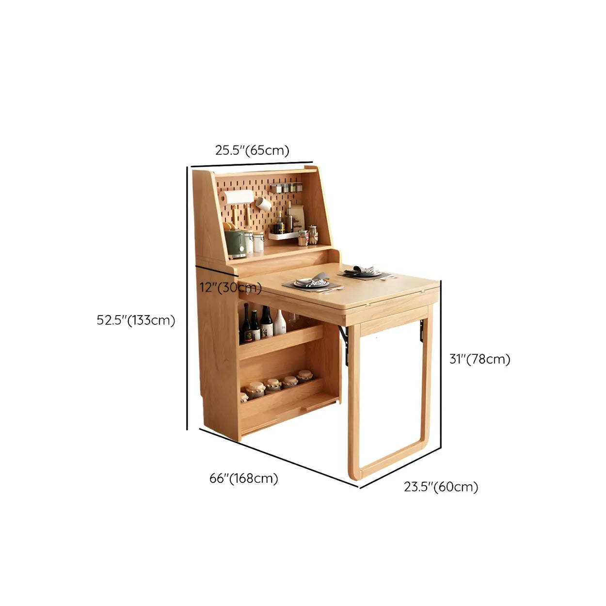 Scandinavian Natural Wood Dining Table with Storage