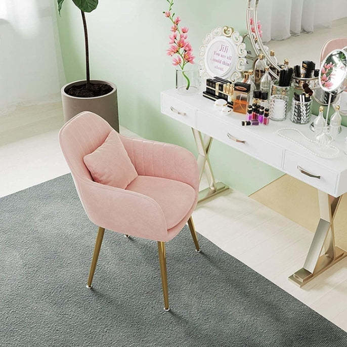 Scandinavian Curved Velvet Metal Dining Chair