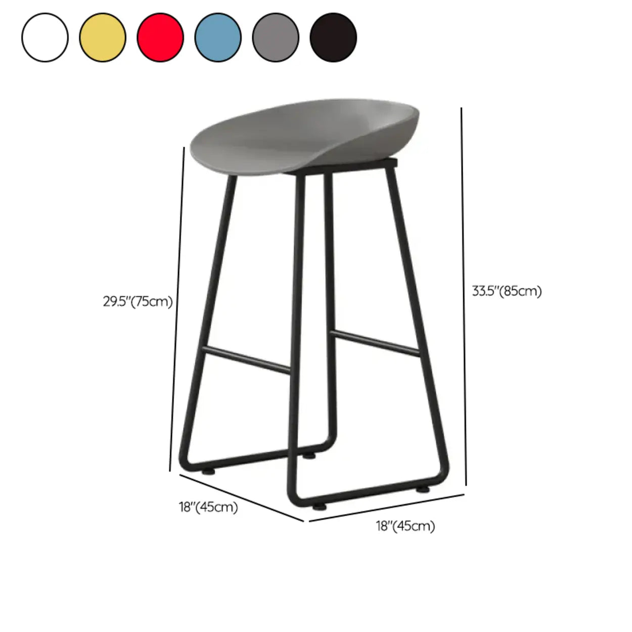 Black Sled Base Curved Bucket Polymer Bar Stool