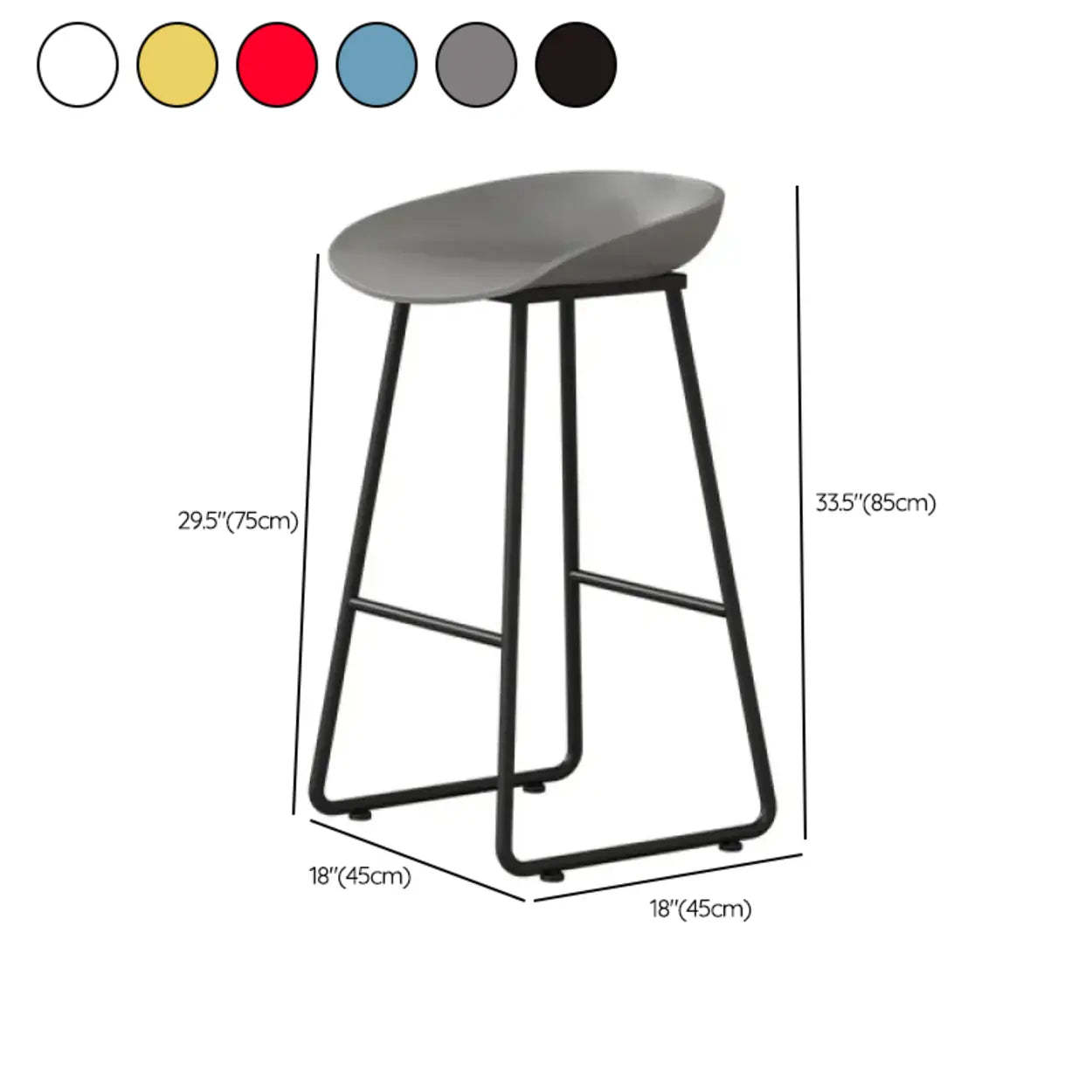 Black Sled Base Curved Bucket Polymer Bar Stool