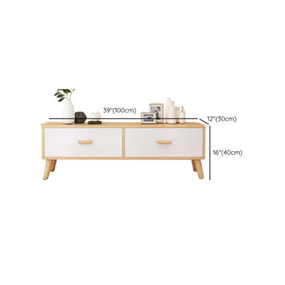 Natural Wood Rectangular 2-Drawer TV Stand