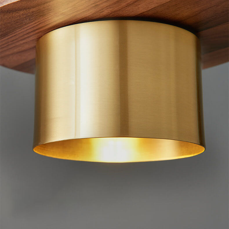 Nordic Luxury Walnut Brass Column Pendant Light