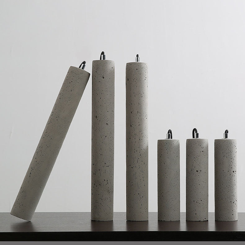 Industrial Textured Cement Cylinder Pendant Light
