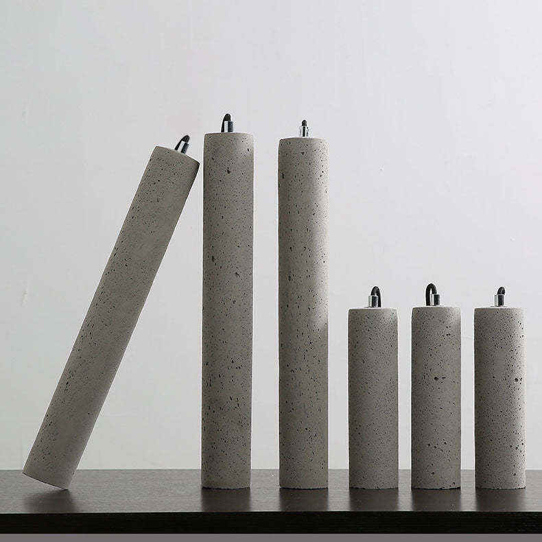 Industrial Textured Cement Cylinder Pendant Light