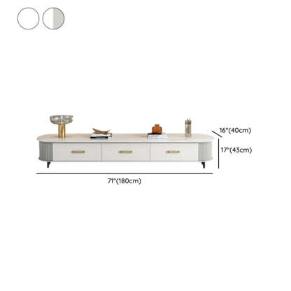 Modern Marble Top Oval TV Stand with Drawers
