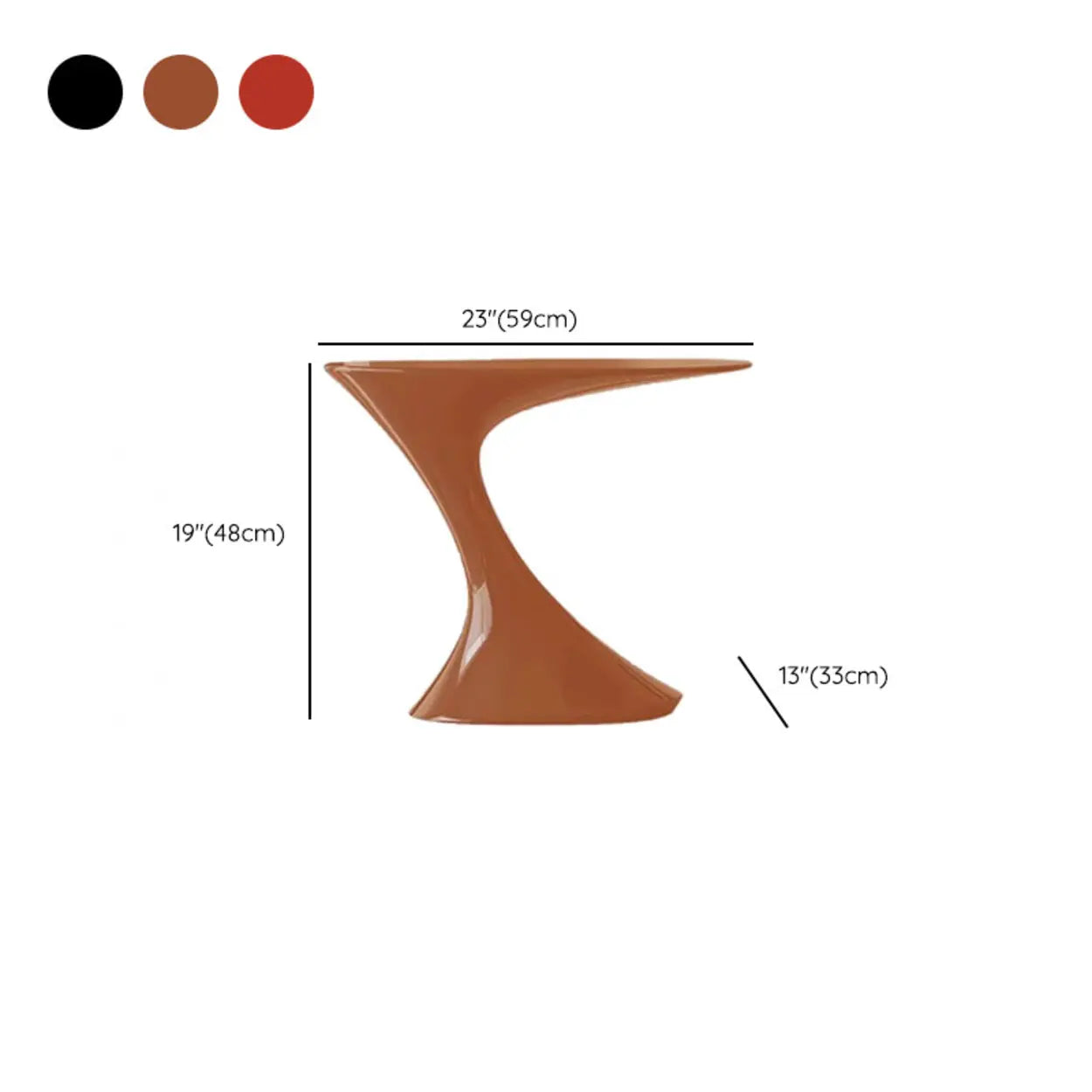 Modern Red Oval Sculpted Pedestal Side Table