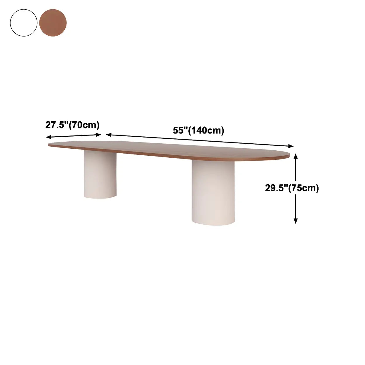 Nordic Oval White Wood Double-Pedestal Dining Table — White / Table Only