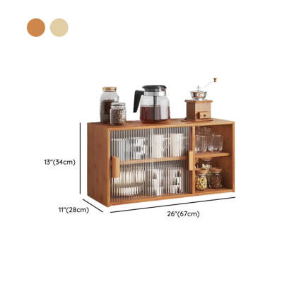 Ribbed Glass Wood Kitchen China Cabinet