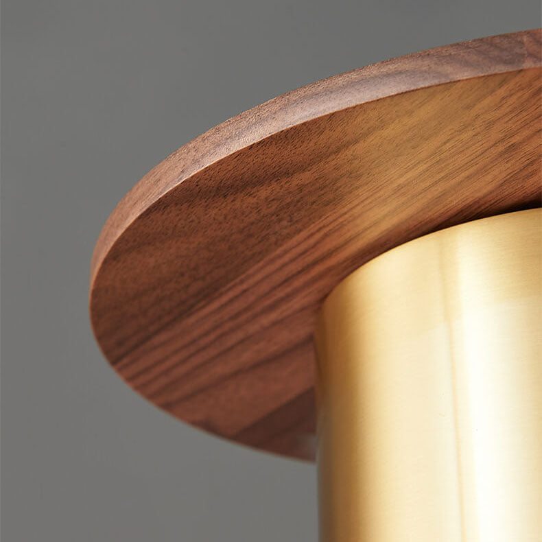 Nordic Luxury Walnut Brass Column Pendant Light