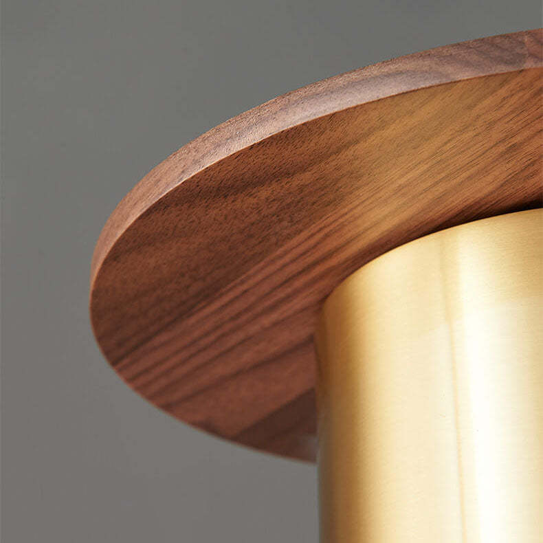 Nordic Luxury Walnut Brass Column Pendant Light