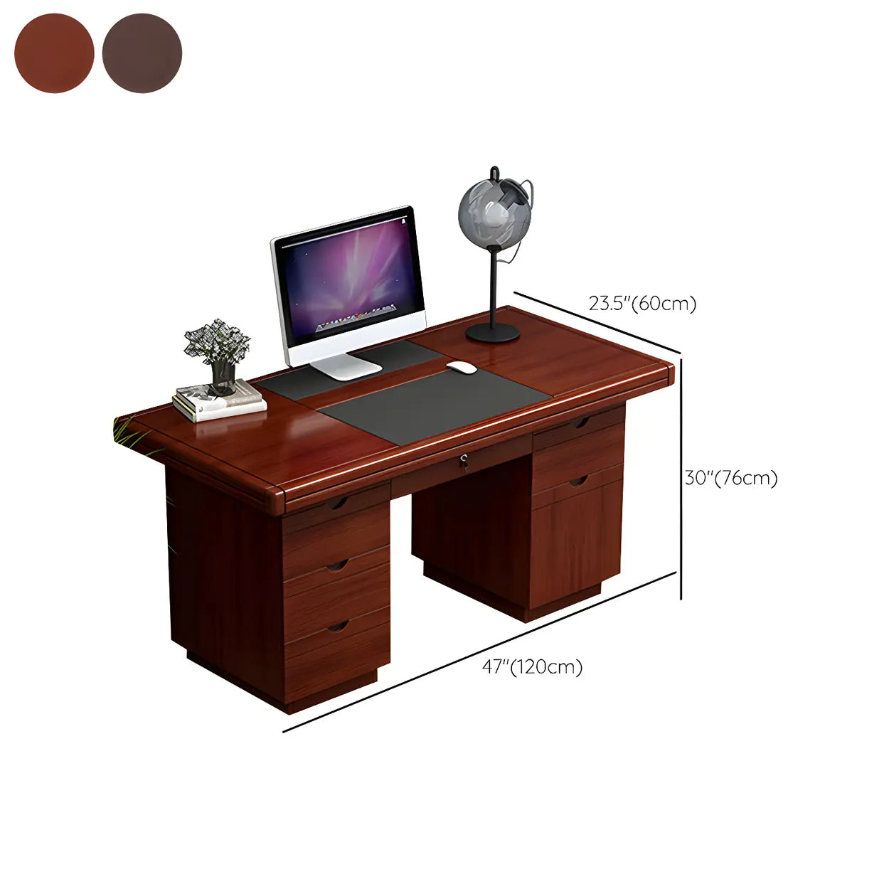 Traditional Wooden Sled Writing Desk with Cabinet