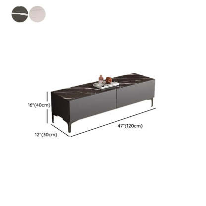 White Wood Rectangular TV Stand — Grey/White