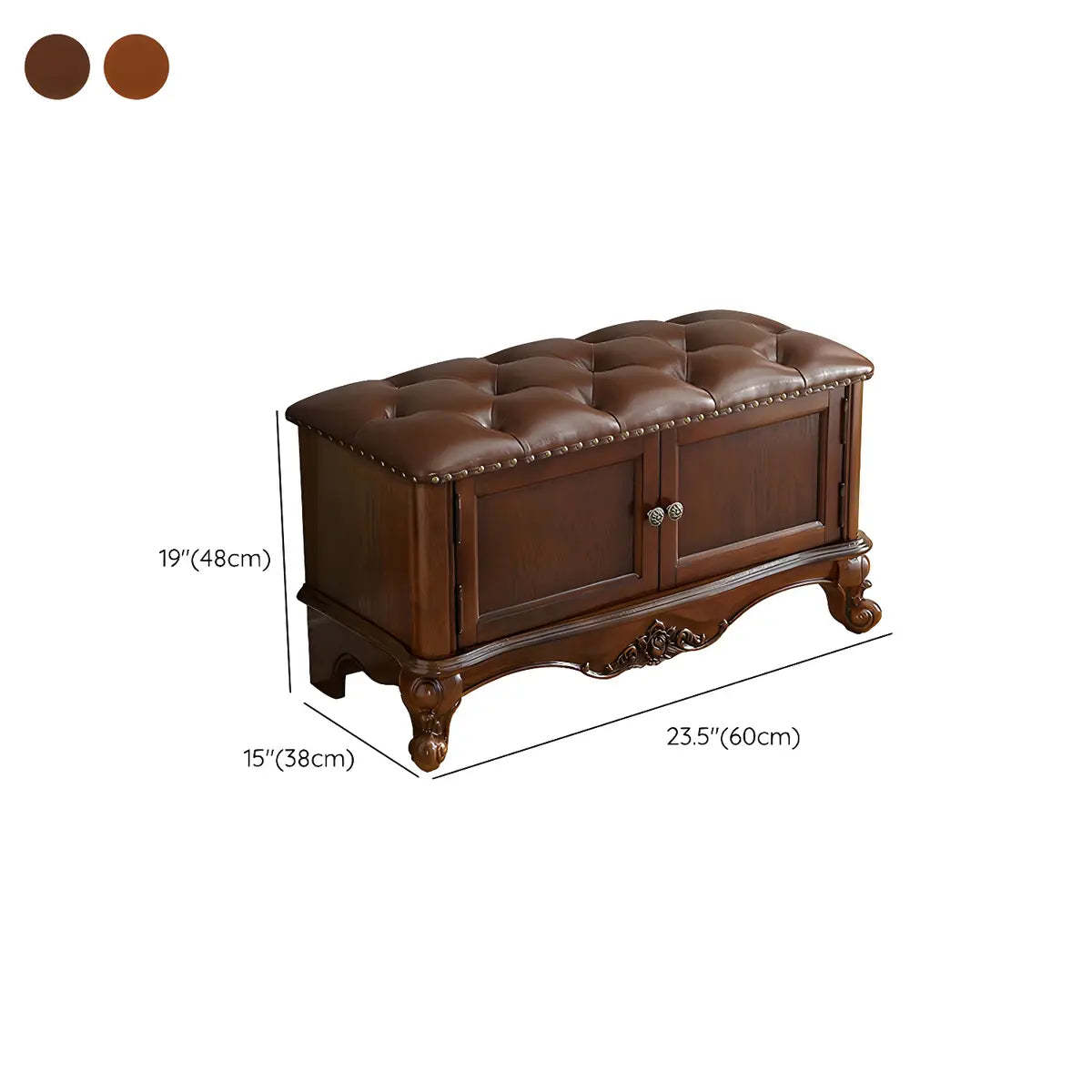 Tufted Entryway Bench with Cabinets