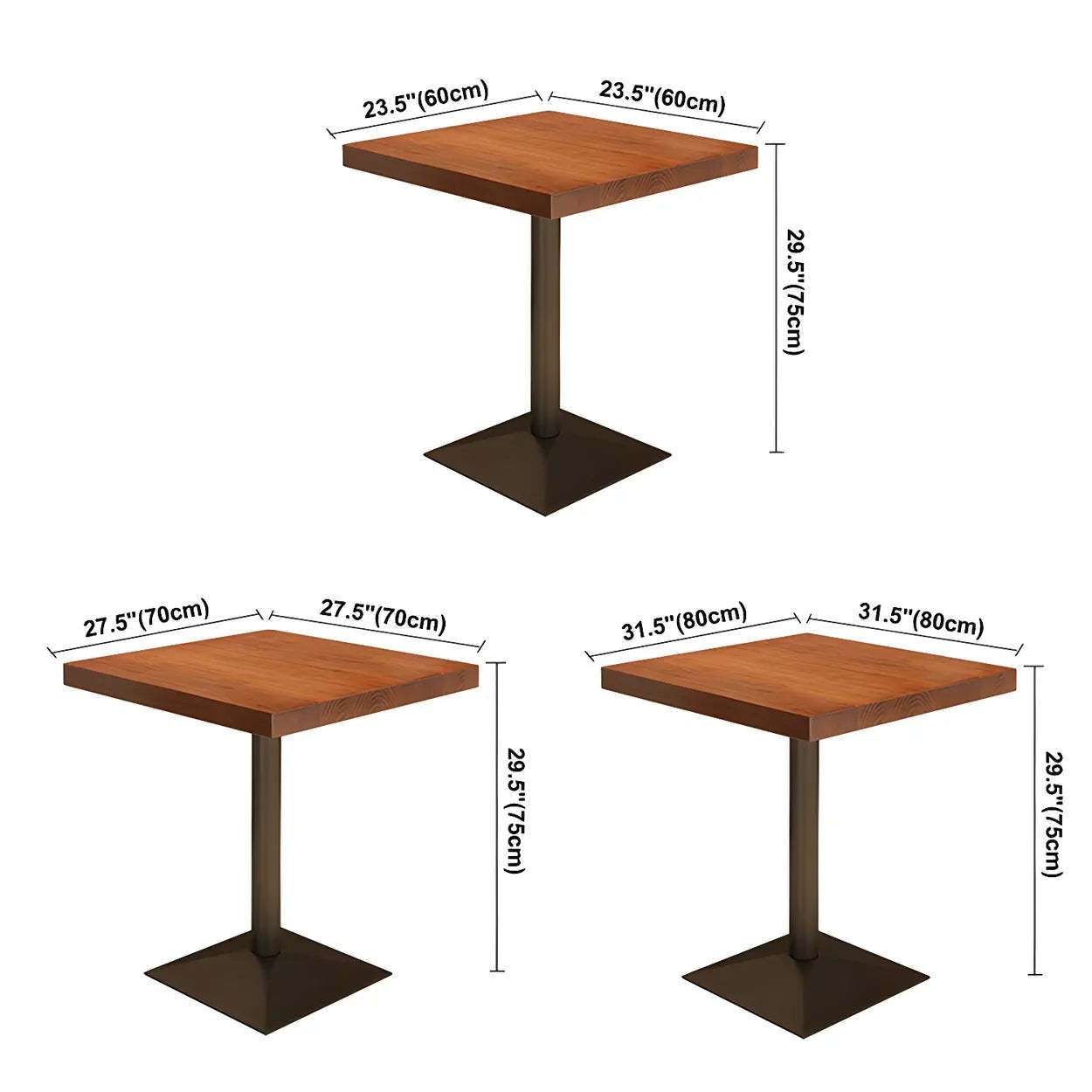 Industrial Square Brown Wood Dining Table