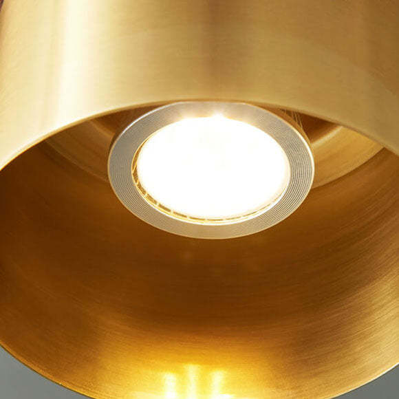 Nordic Luxury Walnut Brass Column Pendant Light