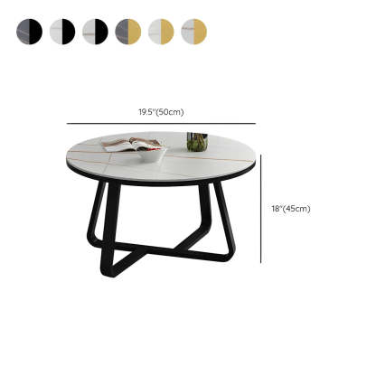 Round Stone Cross-Leg Coffee Table