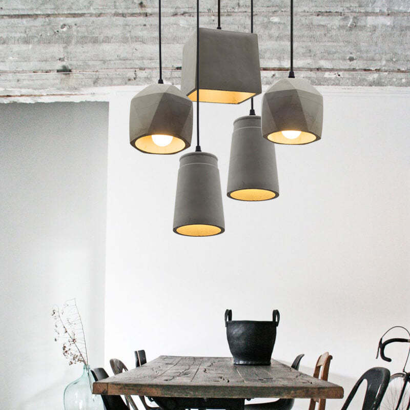 Industrial Cement Geometric Pendant Light
