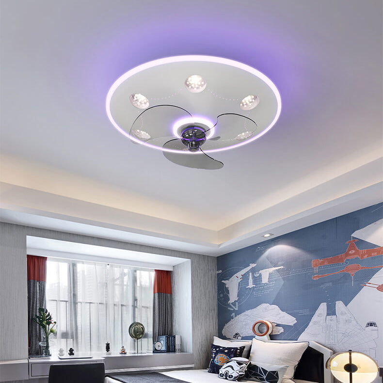 Modern UFO Iron Flush Mount Ceiling Fan Light