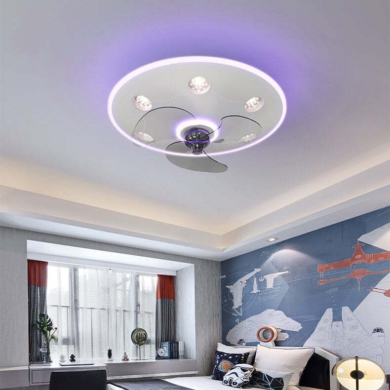 Modern UFO Iron Flush Mount Ceiling Fan Light