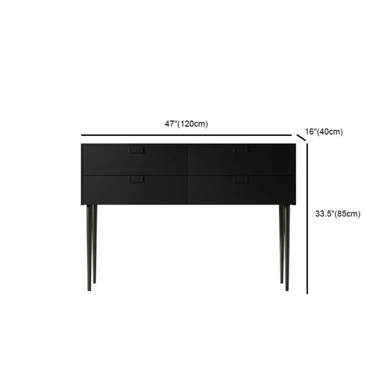 Rectangular Black Wood Console Table with Drawer