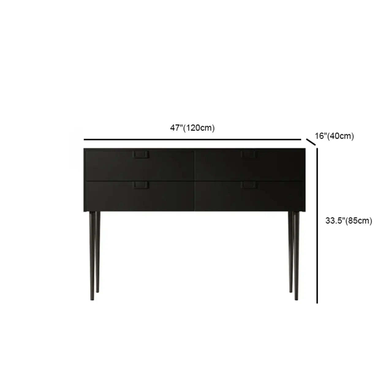 Rectangular Black Wood Console Table with Drawer