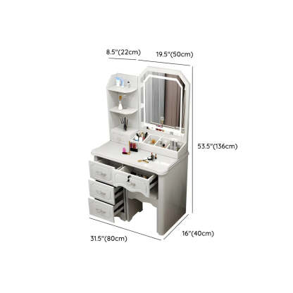 Elegant White Wood Drawer Makeup Vanity
