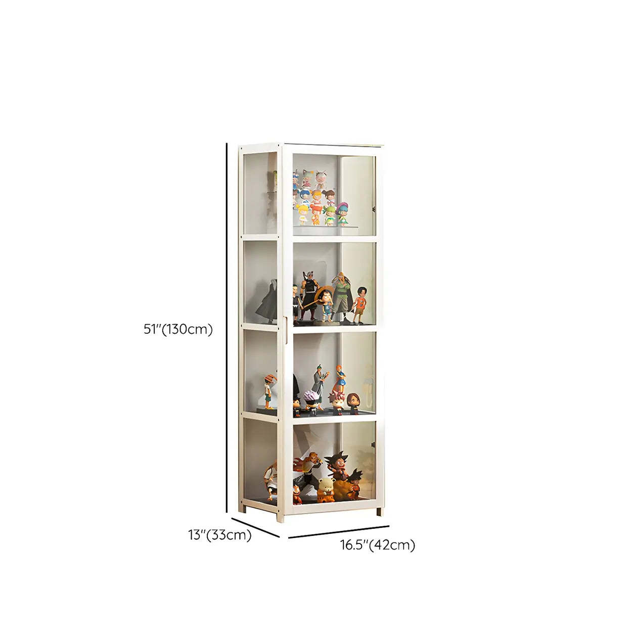 White Bamboo Clear Figure Display Cabinet