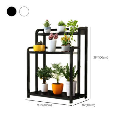 Black Rectangular 3-Tier Metal Sliding Plant Stand — Casters Not Included / White