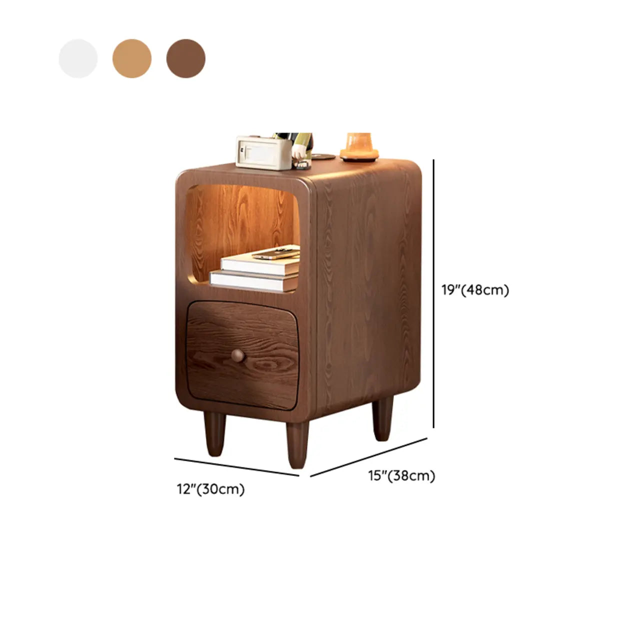 Mid-Century Wood Nightstand with Drawer