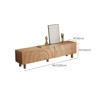 Natural Pine Wood TV Stand with Cabinet and Drawers