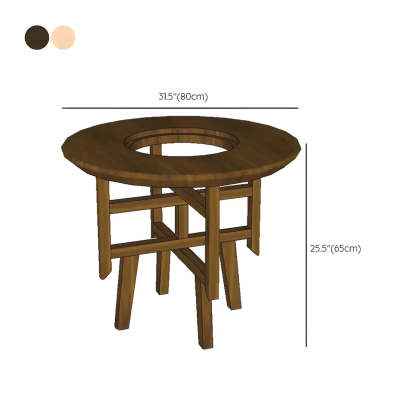 Natural Pine Wood Round Outdoor Coffee Table