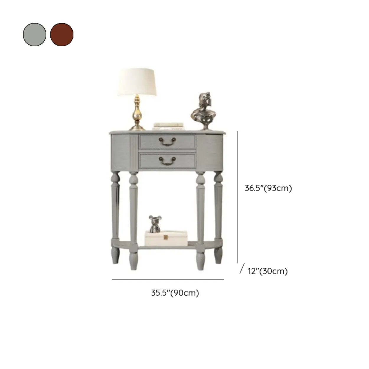 Traditional Half-Moon Rubberwood Console Table